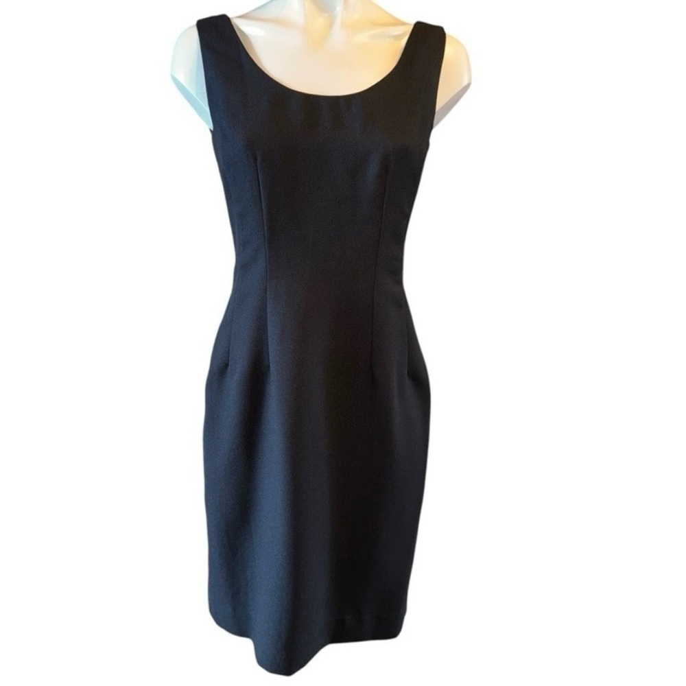 Karin Stevens Black Sheath Dress Sz 6 Sleeveless Classic Work Office Chic - Picture 2 of 6